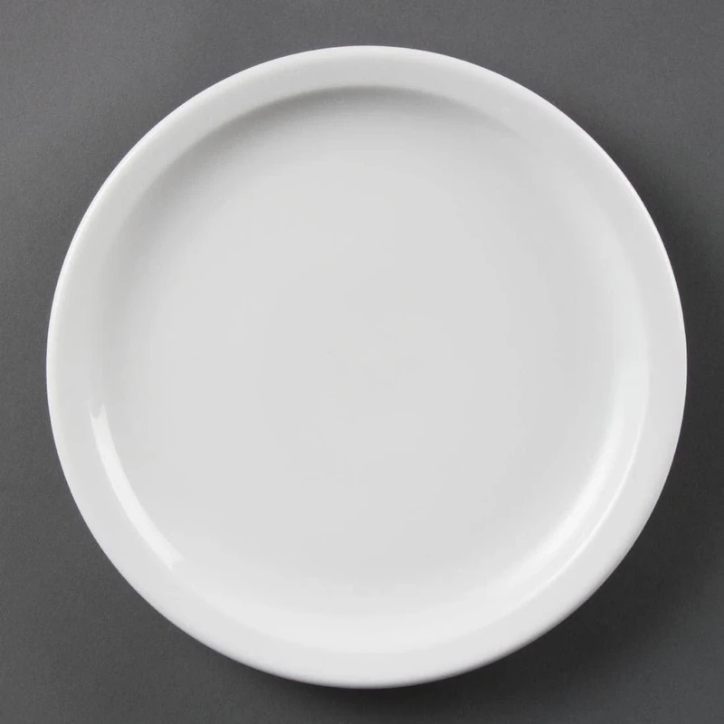 Olympia White Ware Narrow Rimmed Service Plates 230mm Porcelain 12pc