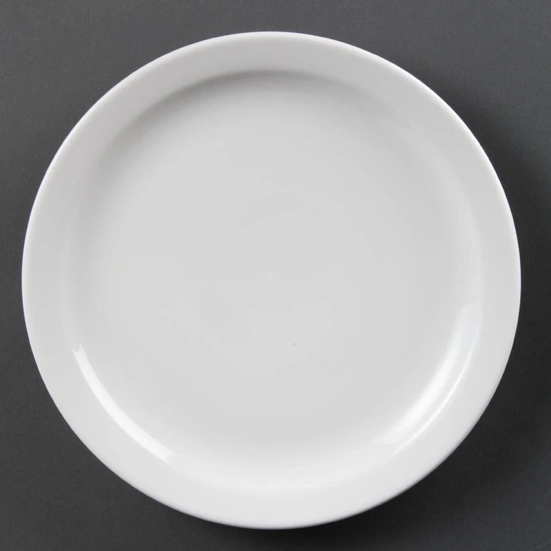 Olympia White Ware Narrow Rimmed Service Plates 250mm Porcelain 12pc - Image 1