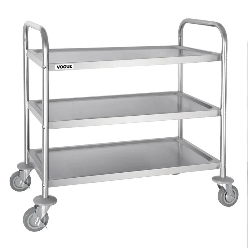 Vogue 3 Tier Clearing Trolley Medium 855X810X455mm Stainless Steel Catering