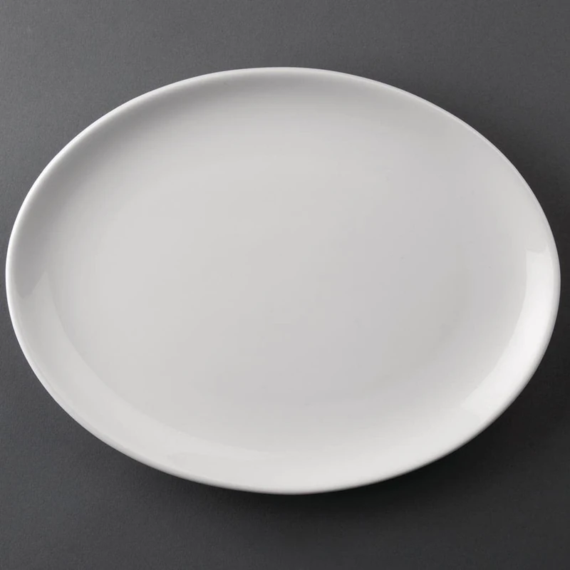Olympia 2835 Athena Hotelware Oval Coupe Plate - 254x197mm 10x7 3/4" (Box 12), White