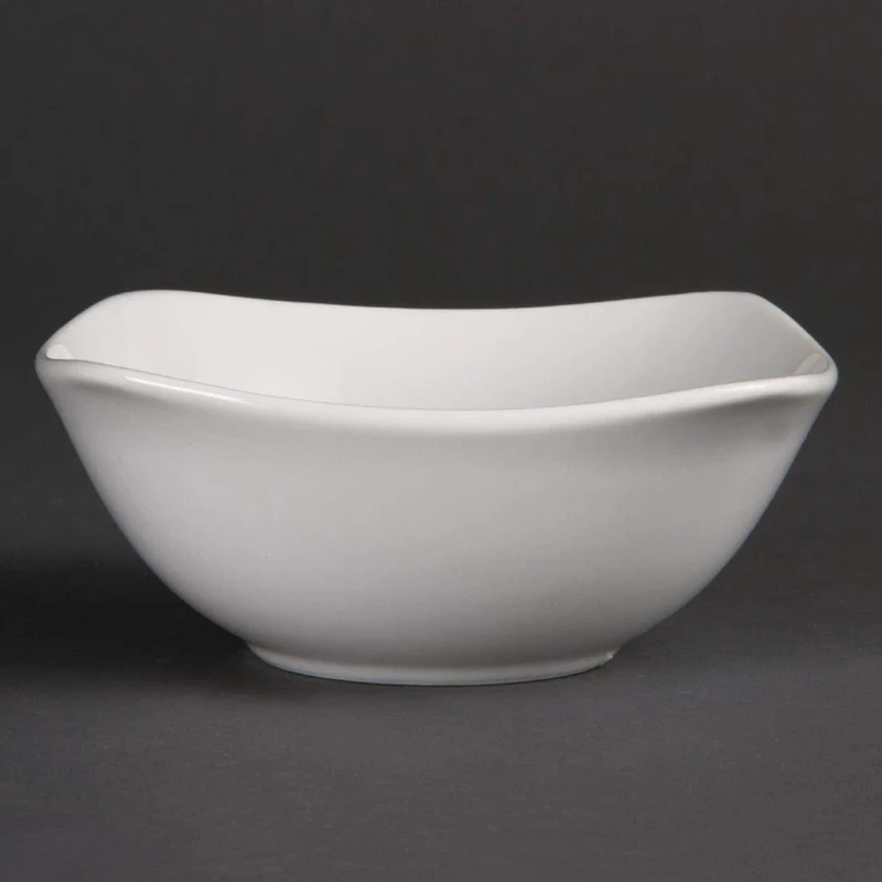 Olympia Whiteware Rounded Square Bowls 140mm Porcelain Kitchen Dish 12pc