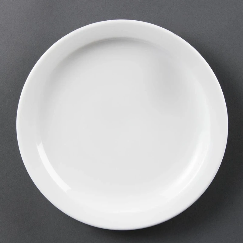Olympia White Ware Narrow Rimmed Service Plates 202mm Porcelain 12pc