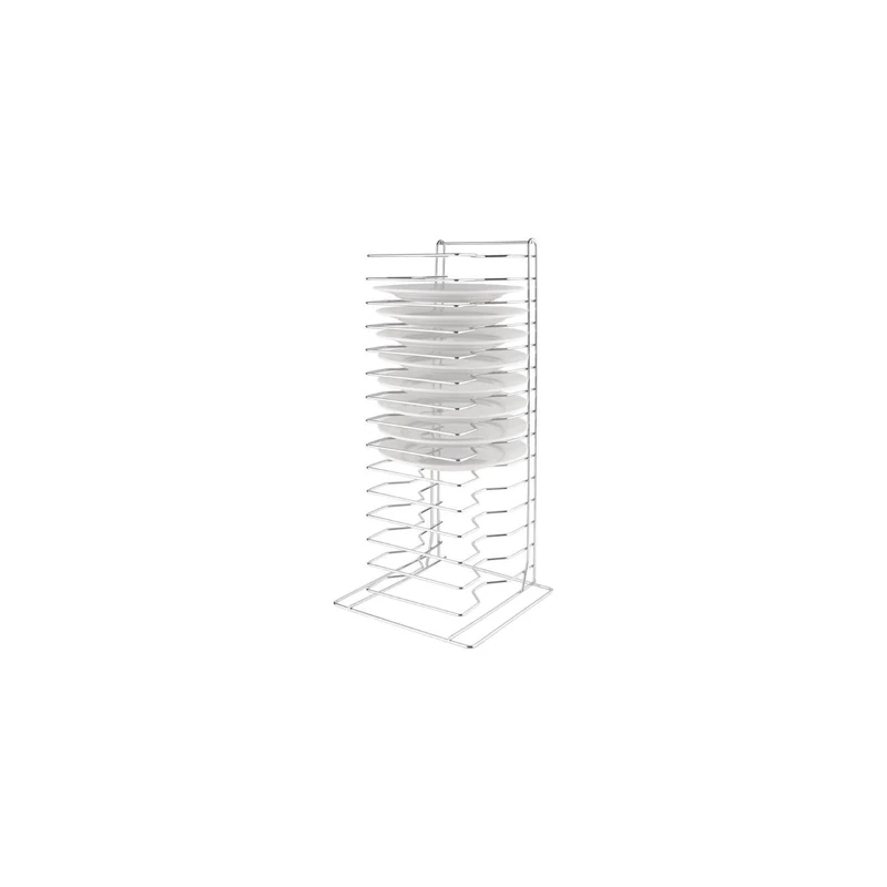 Vogue Pizza Pan Stacking Rack - 15 Slot, Silver, Stainless Steel 15 Slot Pizza Tray Rack with 1.5 inch Space Between Shelves, Size: 70.5(H) x 30(W) x 30(D)cm, F027