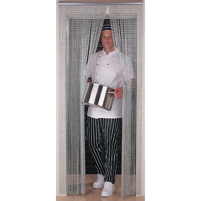 Eazyzap Chain Door Fly Screen in Grey Anodised Aluminium - Pest Control Curtain - up to 900mm Wide