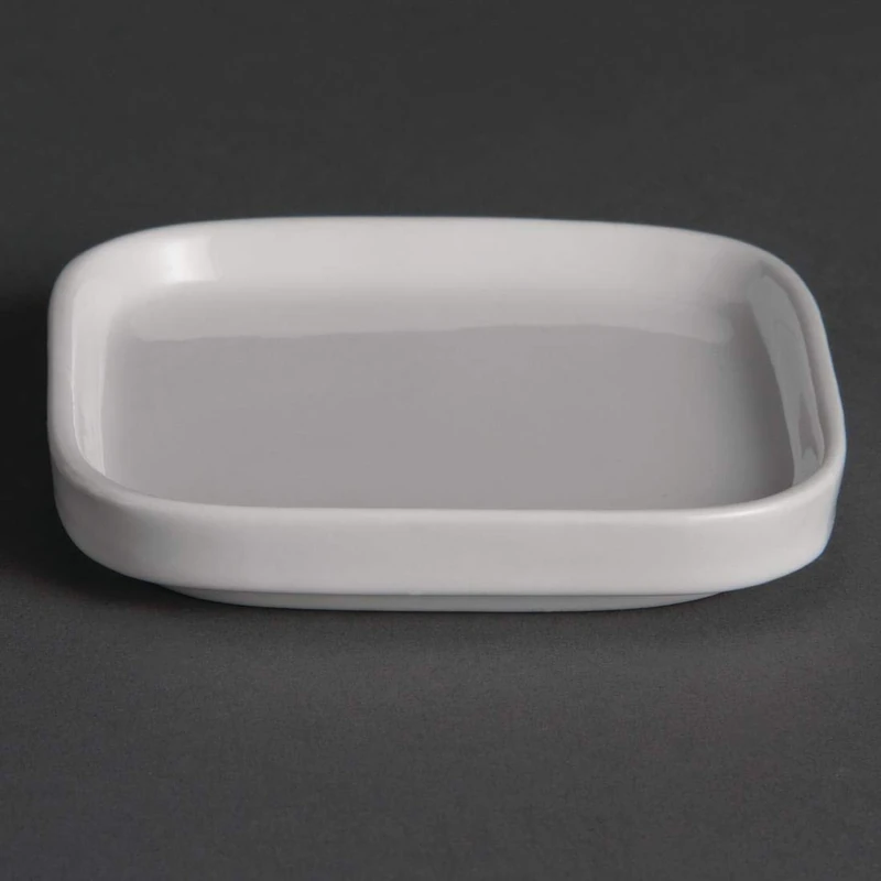 Olympia Whiteware Flat Miniature Dishes 93 mm (Pack of 12), White, Vitrified Porcelain, Size: 15(H) x 93(W) x 93(D) mm, Heat and Shock Resistant - Oven, Microwave, Dishwasher & Freezer Safe, Y140