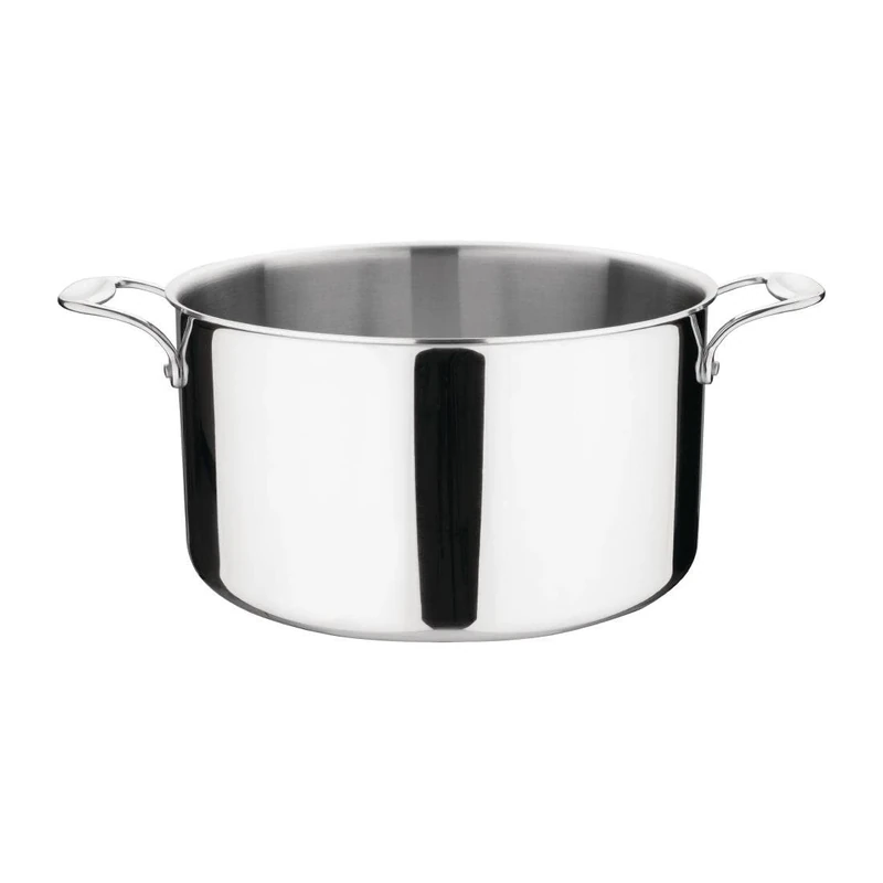 Vogue Stainless Steel & Aluminium Tri-Wall Stew Pan 28cm/9.5Ltr - Cooking Soup Pot with Stay Cool Handles Suitable for All Hobs Y256