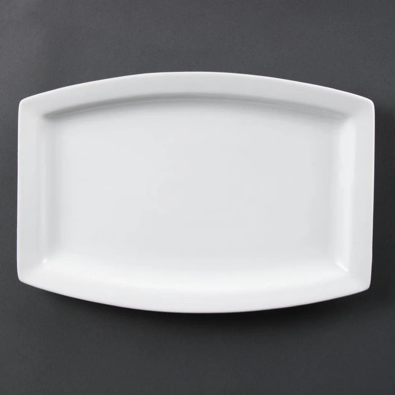 Olympia Whiteware Rectangular Dinner Plates 320mm (6 Pack) - Porcelain Serving Plates Dishwasher, Microwave, Oven Safe C361