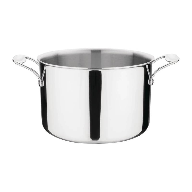 Vogue Stainless Steel & Aluminium Tri-Wall Stew Pan 240mm - All Hobs Induction Compatible Casserole Dish Y255