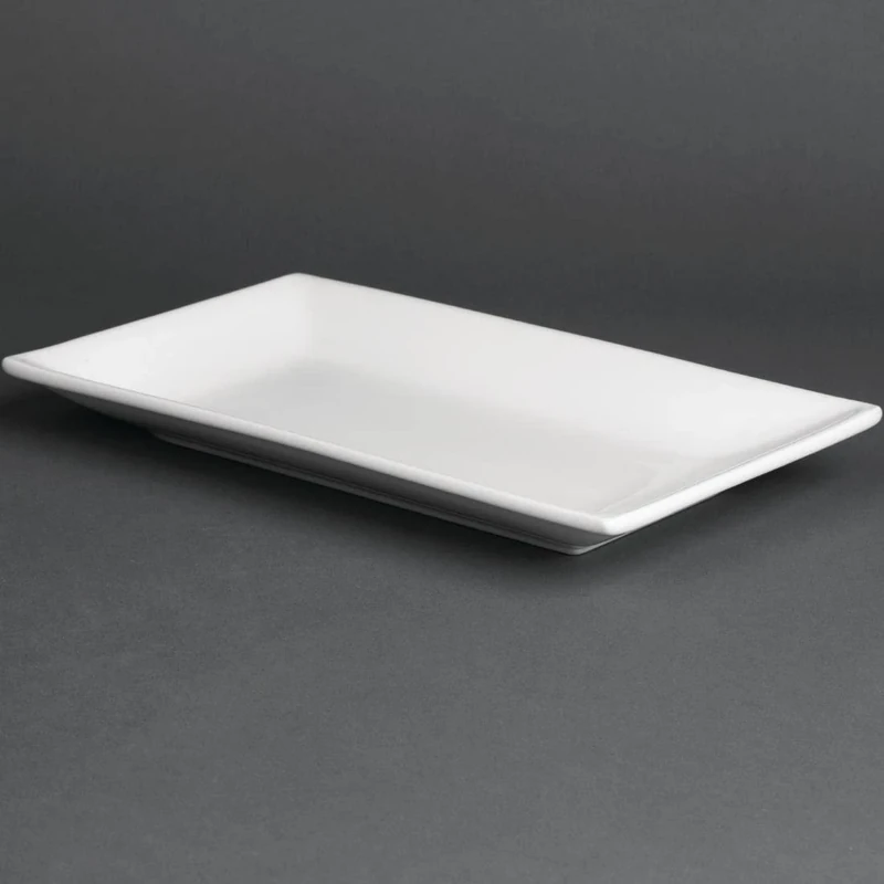 Olympia Serving Rectangular Platters 250X150mm Porcelain White Catering 4pc