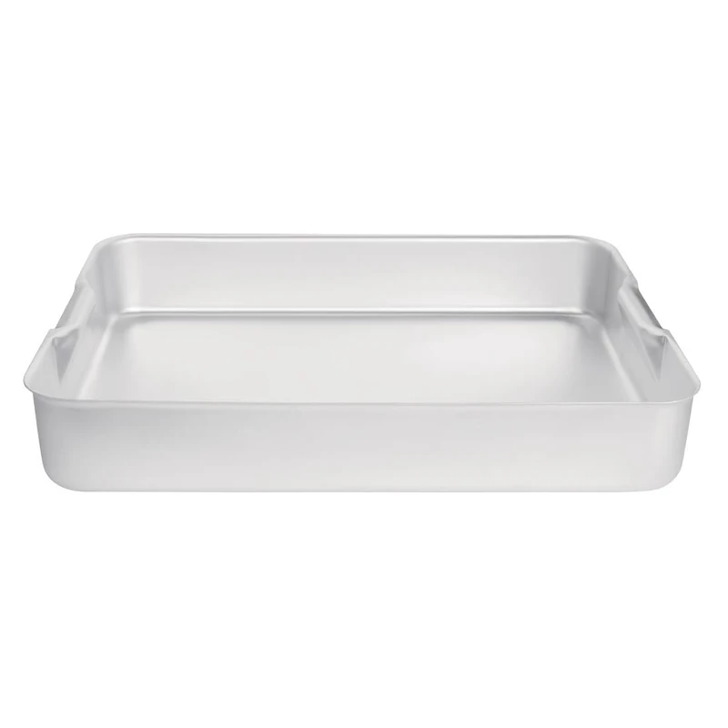 Vogue Deep Roasting Pan 610 mm, Aluminium Deep Baking Tray, Size: 100(H) x 610(W) x 455(D) mm, Integrated Handles, K416