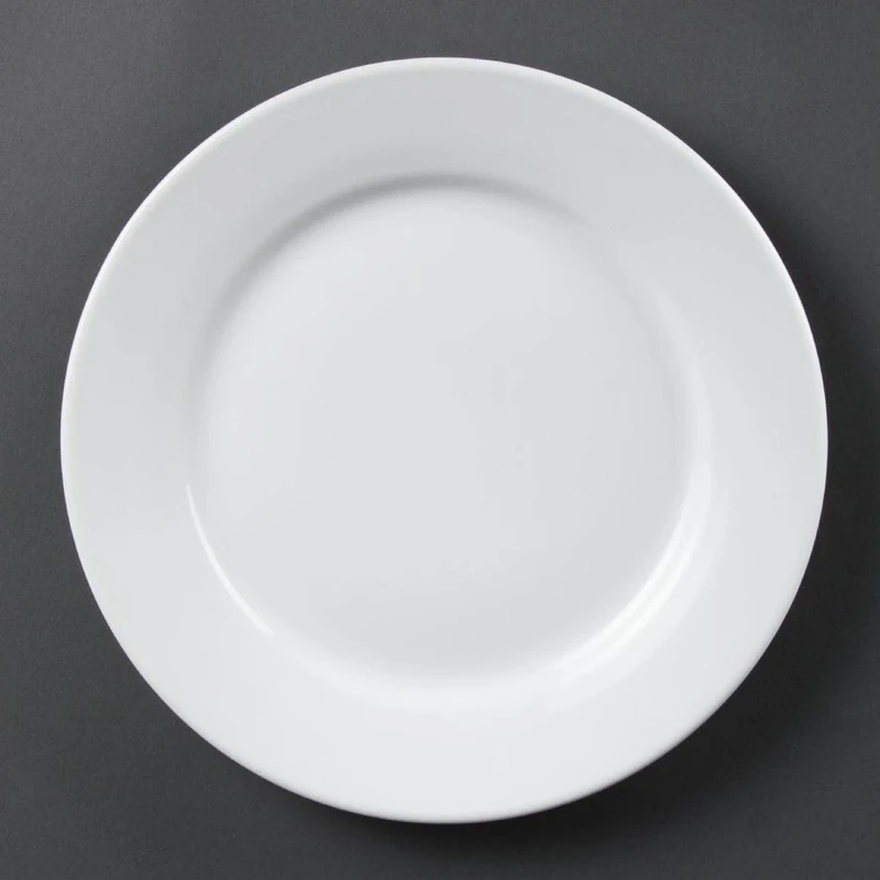 Olympia White Ware Wide Rimmed Service Plates 250mm Porcelain Innovative 12pc