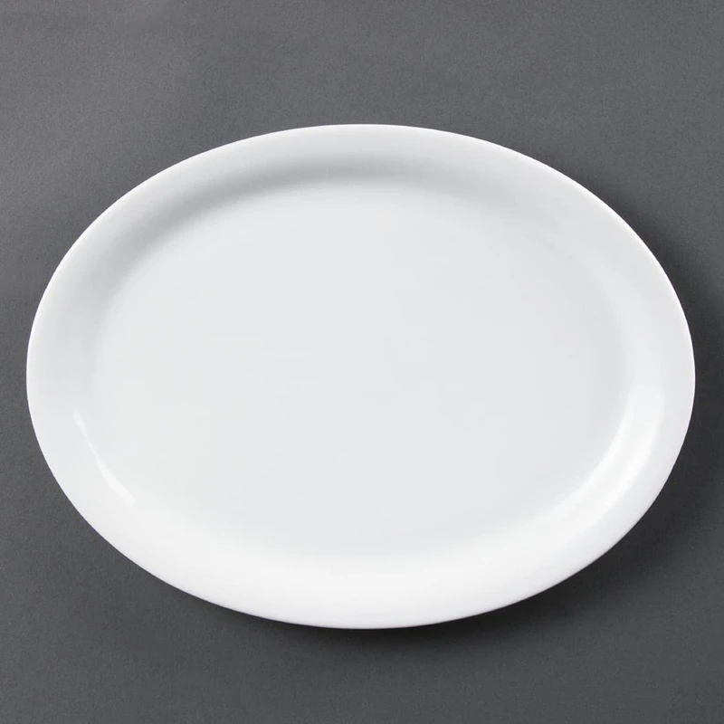 Olympia White Ware Oval Platters 295mm Porcelain Serving Freezer Safe 6pc