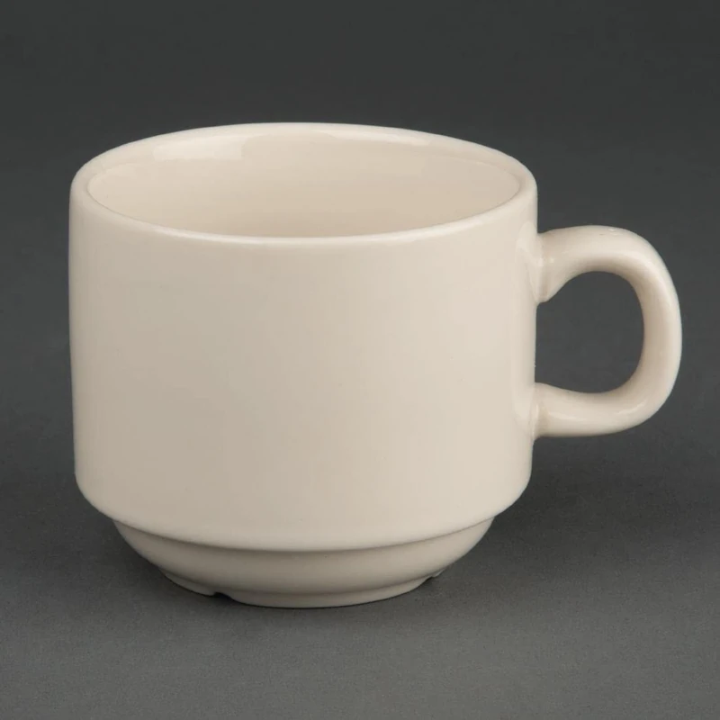 Olympia Ivory Stacking Tea Cups 206Ml 75Oz Coffee Espresso Milk Jugs 12pc - Image 1