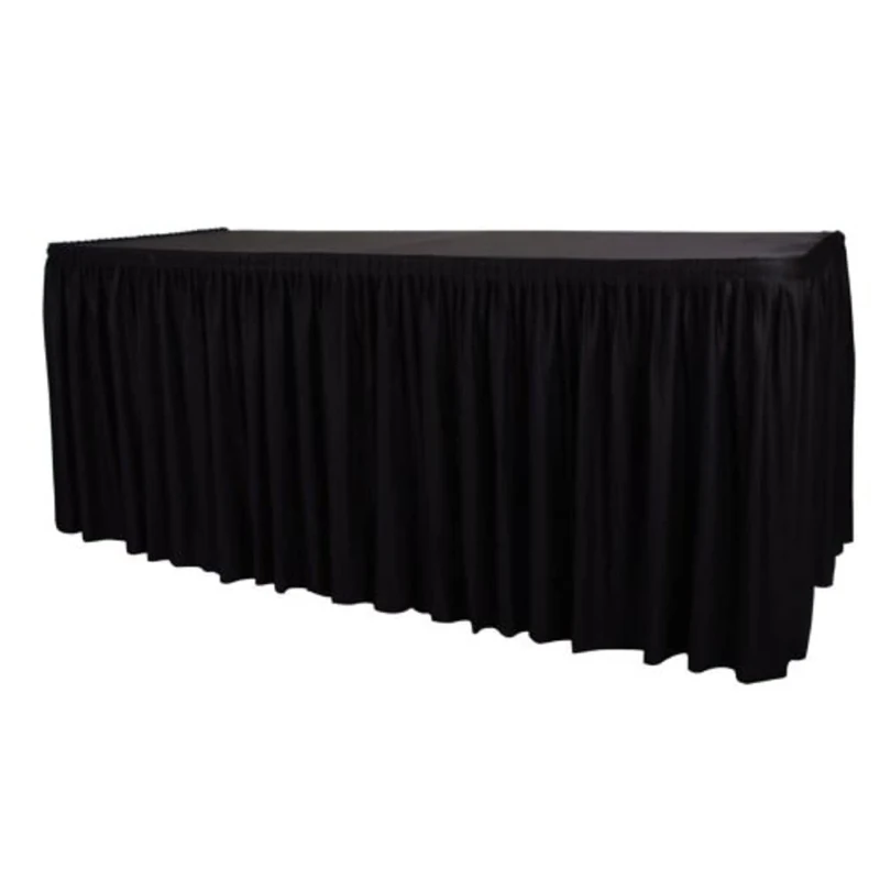 Table Top Black Cover & Skirting - Plisse Style 730X1820X750mm Pleated