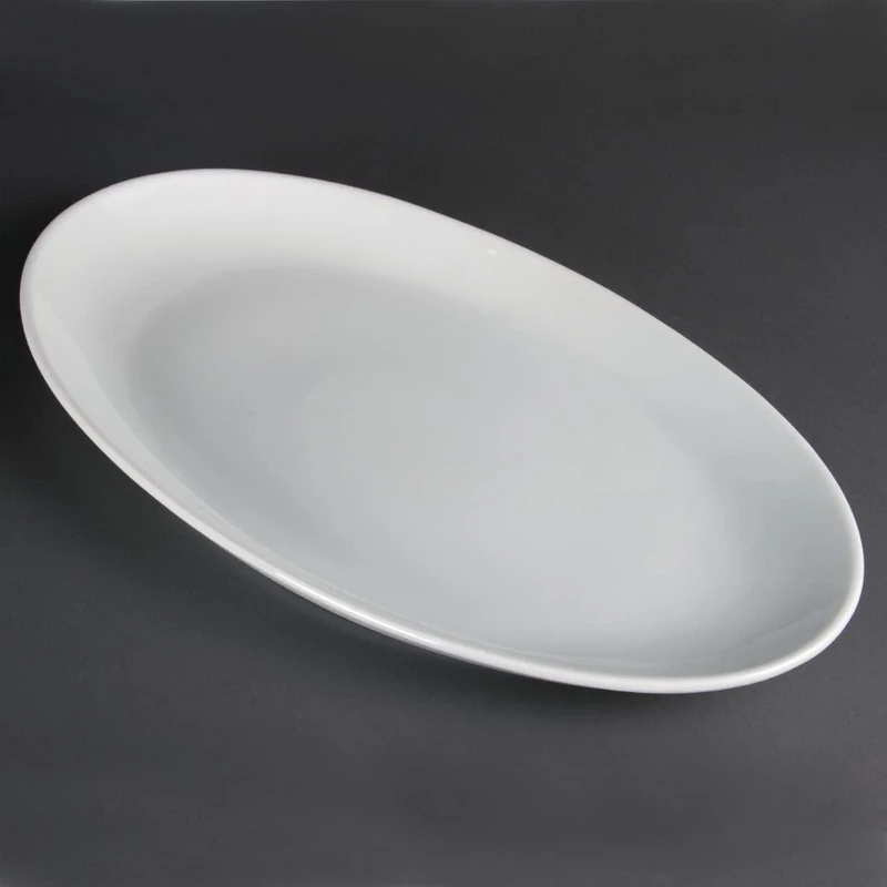 Olympia French Deep Oval Service Plates 500mm Porcelain White with New Features
