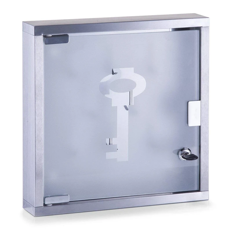 Zeller 13890 Key Cabinet 30 x 6 x 30 cm Glass and Stainless Steel