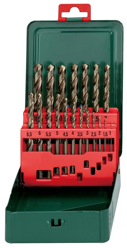 Metabo 627157000 HSS-Co Twist Drills, 0 V, Green, Set of 19 Piece