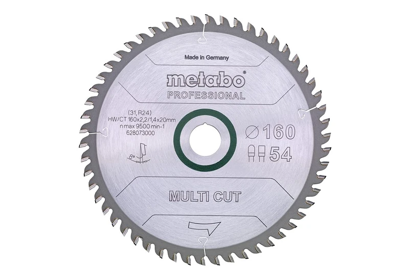 Metabo 628073000 Multi Cut Professional Circular Saw Blade For Multi Materials 160 x 20, Z54 FZ/TZ 8°