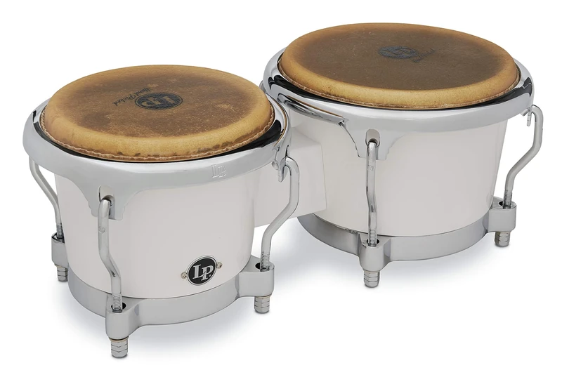 LP Latin Percussion Fiberglass Bongo White Chrome Hardware LP200XF-WH