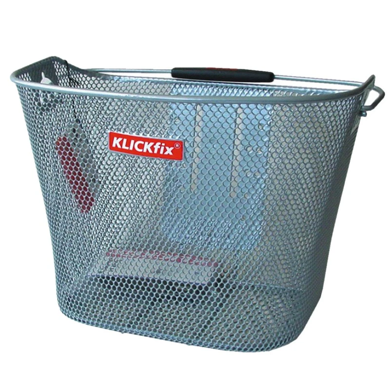 KLICKfix Bike Bag Uni Basket, Feinma. Silver Handlebar Basket, 25 x 36 x 26 cm