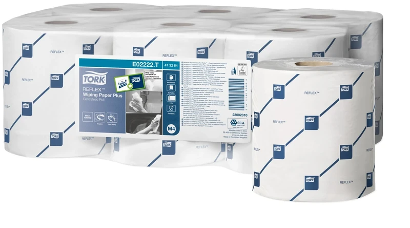 Tork AGT150-W Reflex Wiping Paper Plus, M4 System, 2-Ply, White (Pack of 6)
