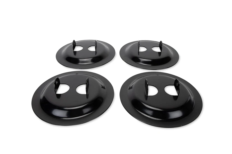 Camco Heavy-Duty RV Stabilizing Jack Base Pads | Provides Greater Jack Stability | Made of Black Powder-Coated Durable Steel | 4-Pack (57883)