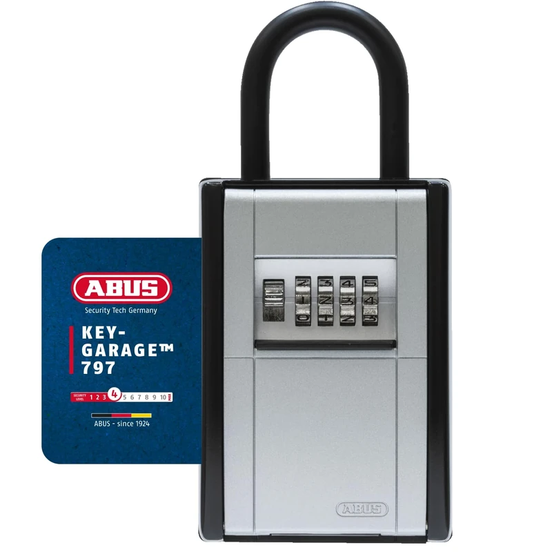 ABUS KeyGarage 797 - Key Box with mounting Bracket - Key Safe for up to 20 Keys or Small valuables - Black-Silver