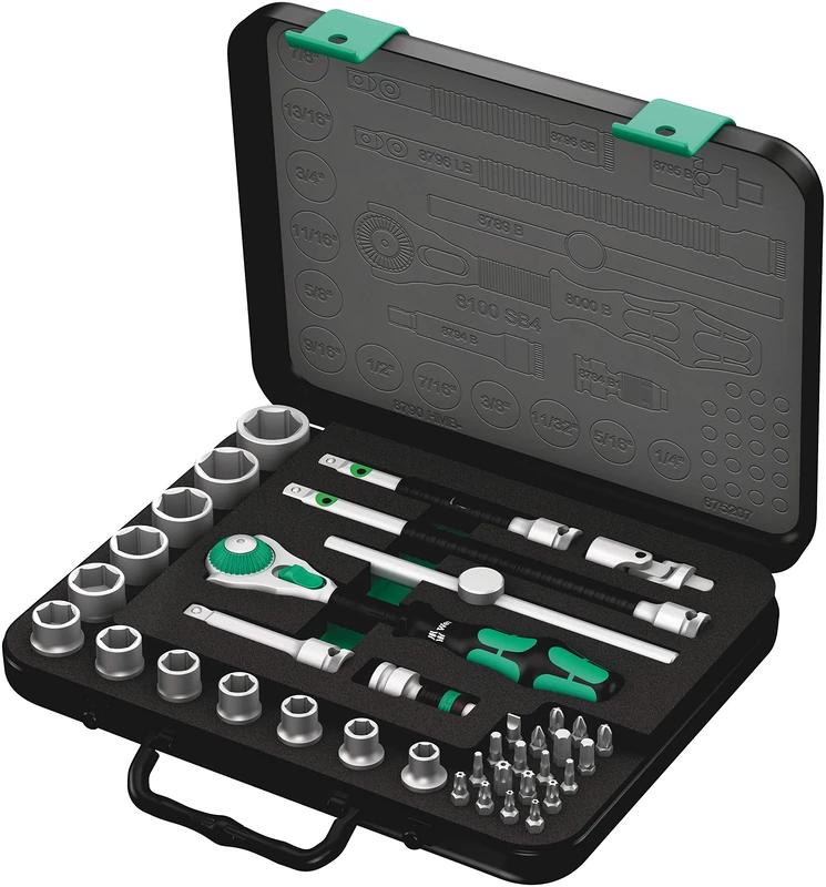 Wera 003596 Zyklop SB4 Socket Set 3/8-inch Drive (38 Pieces) - Basic Imperial
