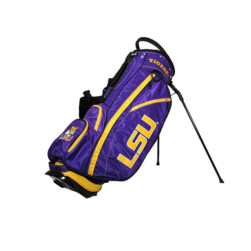 Team Golf NCAA LSU Tigers Fairway Golf Stand Bag Fairway Golf Stand Bag, Lightweight, 14-way Top, Spring Action Stand, Insulated Cooler Pocket, Padded Strap, Umbrella Holder & Removable Rain Hood