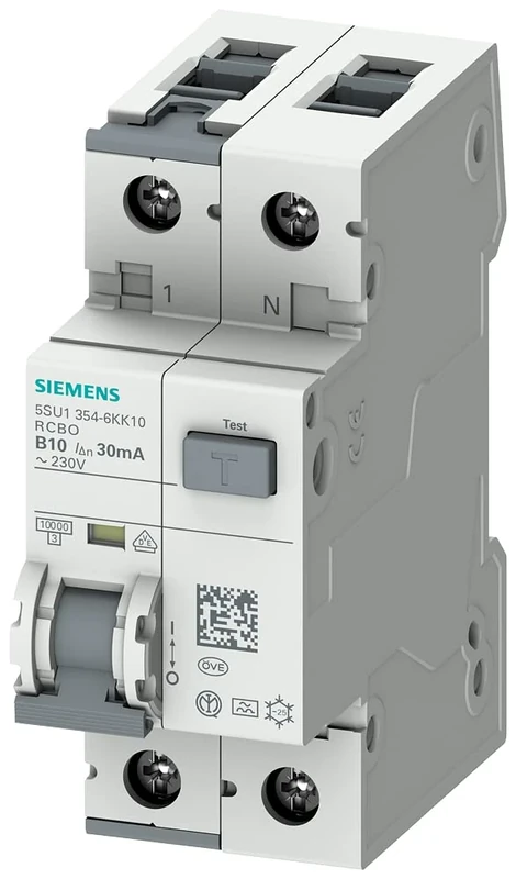 Siemens 5SU13546KK10 FI/LS Switch RCBO 1P+N 10kA Type A 30mA B10 230V