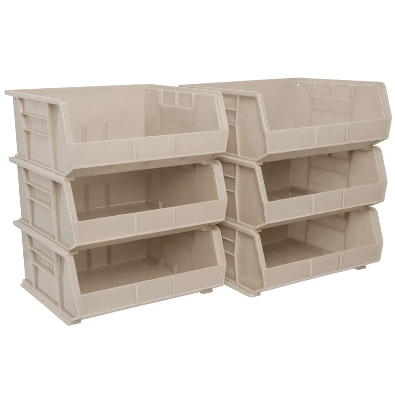 Akro-Mils 30250 Plastic Storage Stacking Hanging Akro Bin, 15-Inch by 16-Inch by 7-Inch, Stone, Case of 6