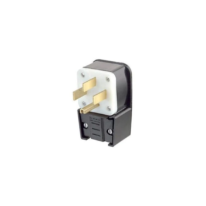Leviton 9452-P 50 Amp, 125/250 Volt, Straight Blade, Plug, Industrial Grade, Grounding, Angle, Black - Image 1