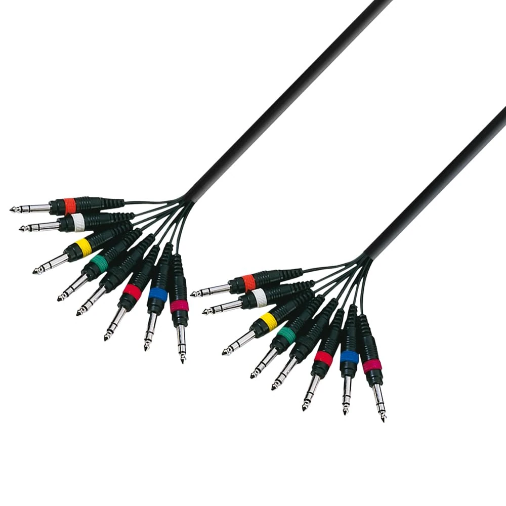 Adam Hall 3m 8 x 6.3mm Jack Stereo to 8 x 6.3mm Jack Stereo Multicore Cable