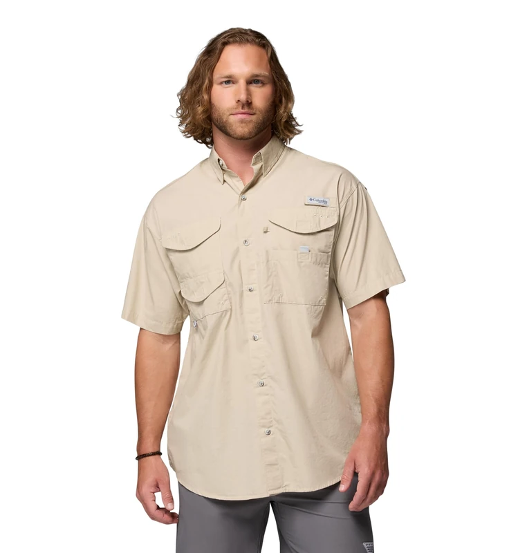 Columbia Men's PFG Bonehead™ Short Sleeve Shirt,Fossil,2X,Big, Fossil, 2X