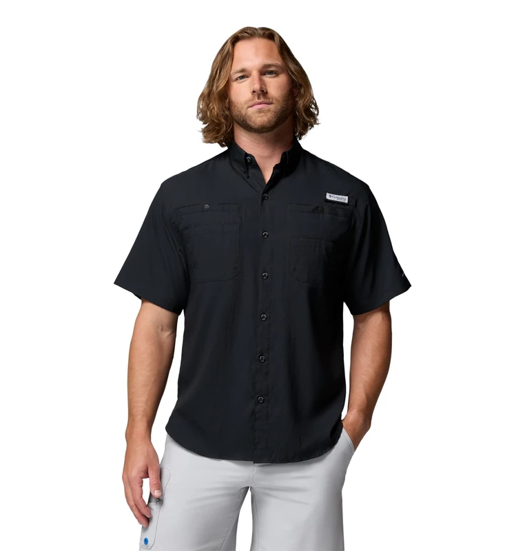Columbia Men's Tamiami 2 Short Sleeve Shirt, Short Sleeve Shirt, Black, Large