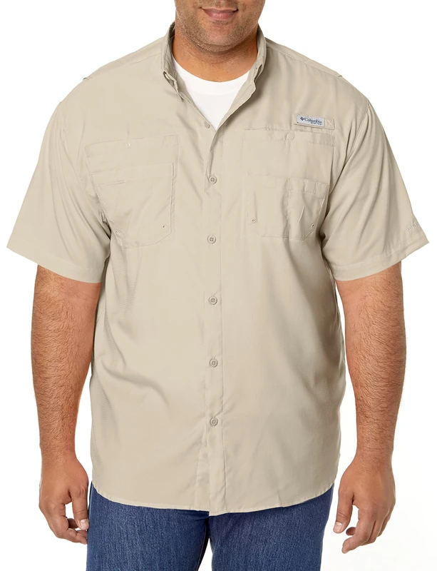 Columbia Men's Tamiami 2 Short Sleeve Shirt, Short Sleeve Shirt, Fossil, Small