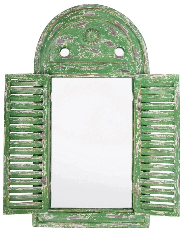 Esschert Design Green Louvre Mirror, Green - Image 1