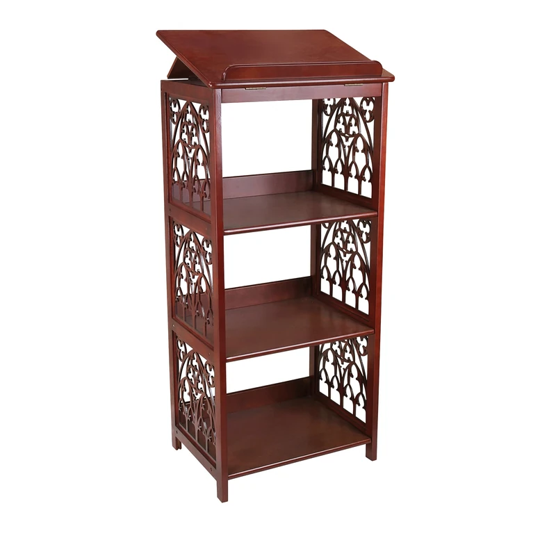 Design Toscano St. Thomas Aquinas Gothic Decor Wooden Bookstand Library Display Stand, 109.25 cm, Hardwood, Walnut Finish