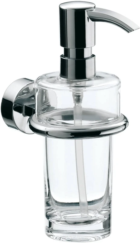 Emco Rondo 2 Liquid (Contents 130 ml, Container Crystal Glass Clear, dosing Pump Plastic, Dispenser for Bathroom, Without soap) 452100100, Chrome, Normal