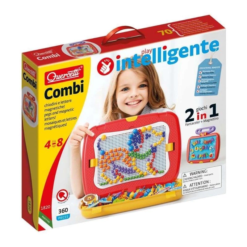 Quercetti 1820 Combi Magnetic Tablet and Mosaic Toy Set