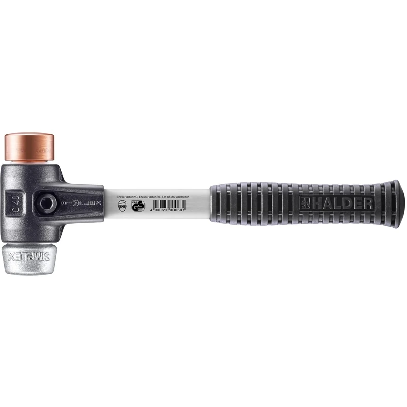 Halder 3749040 Copper/Soft Metal Mallet with Fibre-Glass Handle, Multi-Colour, 40 mm