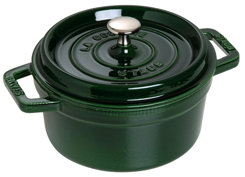 STAUB 1003969 Cast Iron Roaster/Cocotte, Round, 22 cm, 2.6 L, Basil/Green