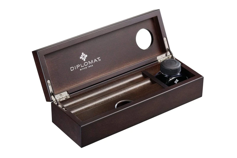 Diplomat Precious Wooden Desk Ink Pot - Wenge