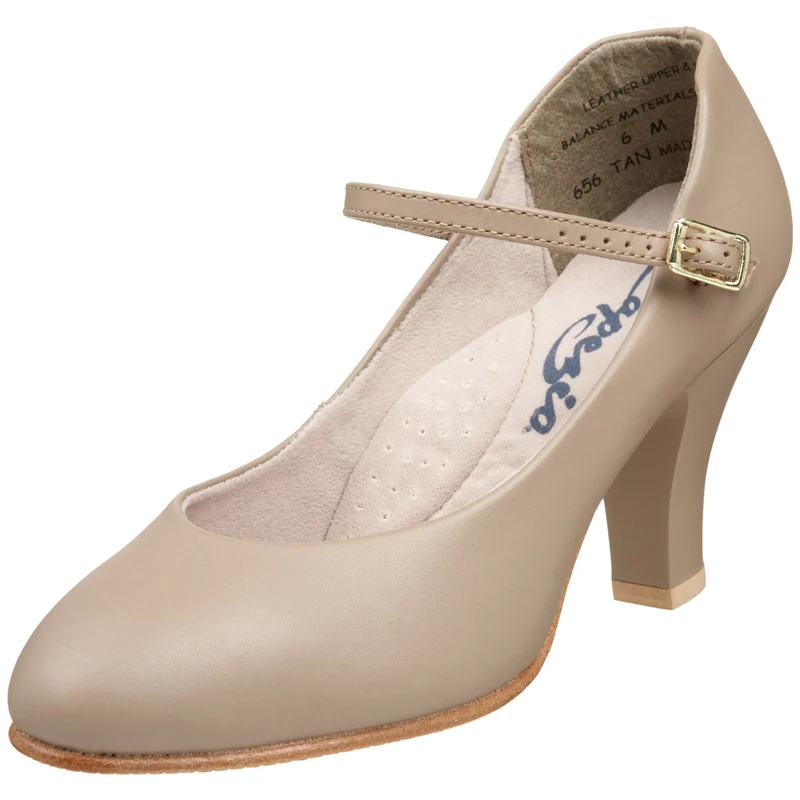 Capezio Theatrical Footlight Character Dance Shoes, Elegant 3” Heel Dance Shoes In High-Quality Leather, Classic Character Shoe For Ballroom Dance, Latin Dance & More - Tan, Size 6.5