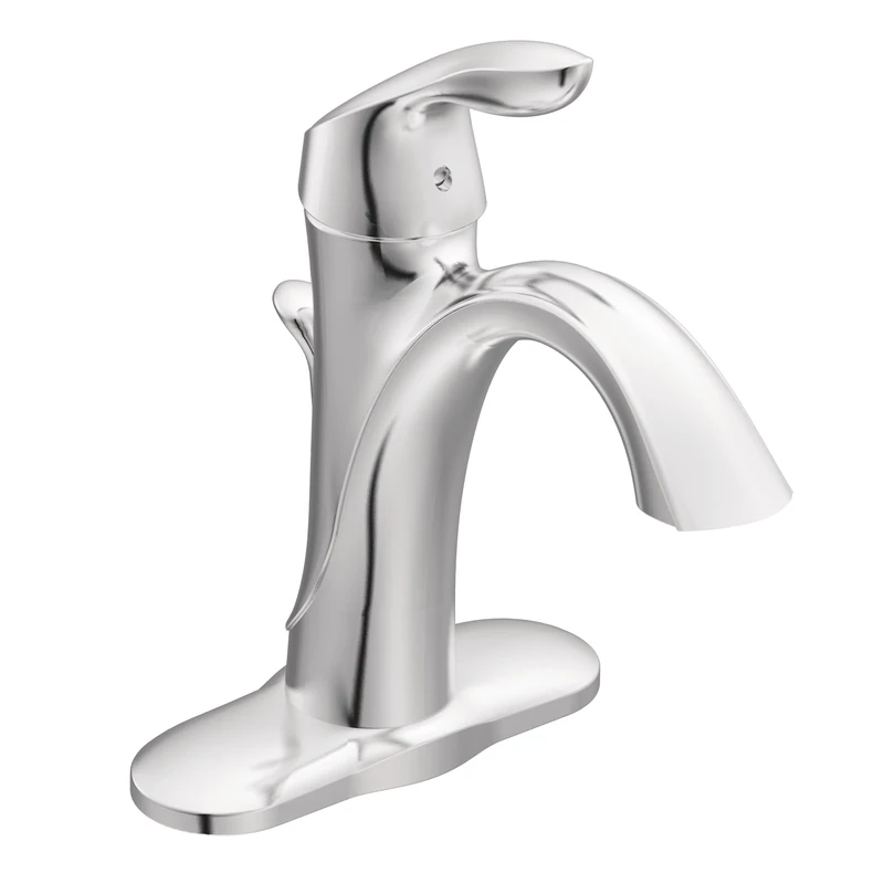 Moen Eva Chrome One-Handle Single Hole Bathroom Sink Faucet with Optional Deckplate and Available Vessel Sink Extension Kit, 6400