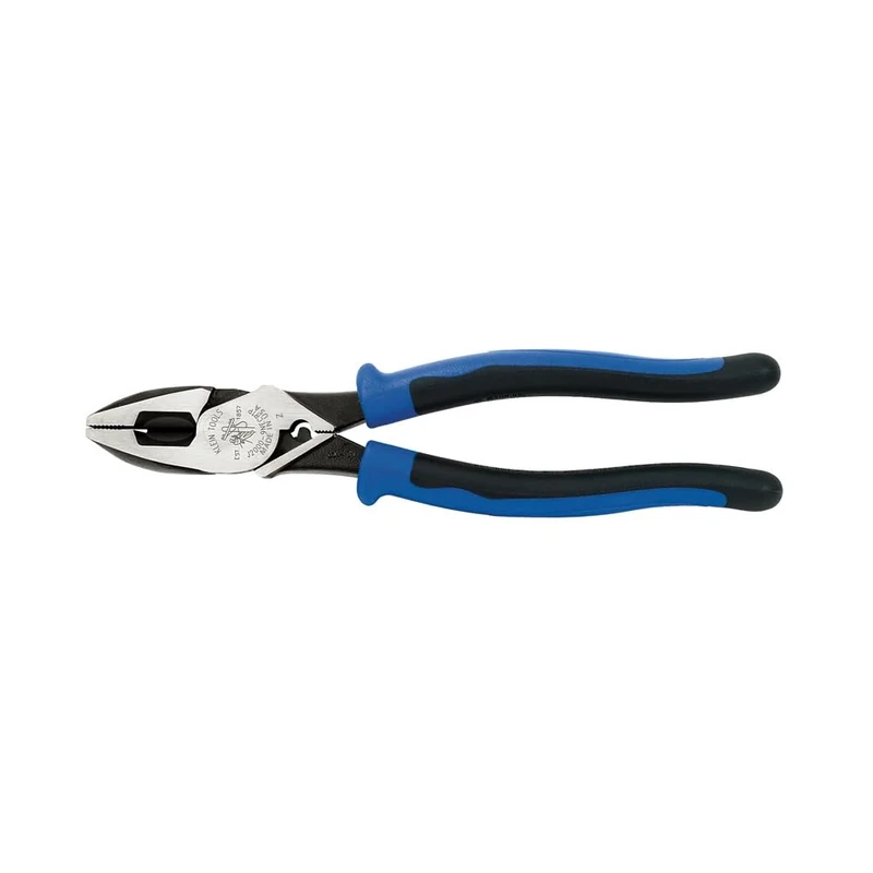 Side Cutter Linemans Pliers with Tape Pulling and Wire Crimping, High Leverage, 9-Inch Klein Tools J2000-9NECRTP