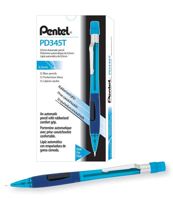 Pentel Mechanical Pencil Refillable Plastic Body Pack of 12 0.5 mm Black