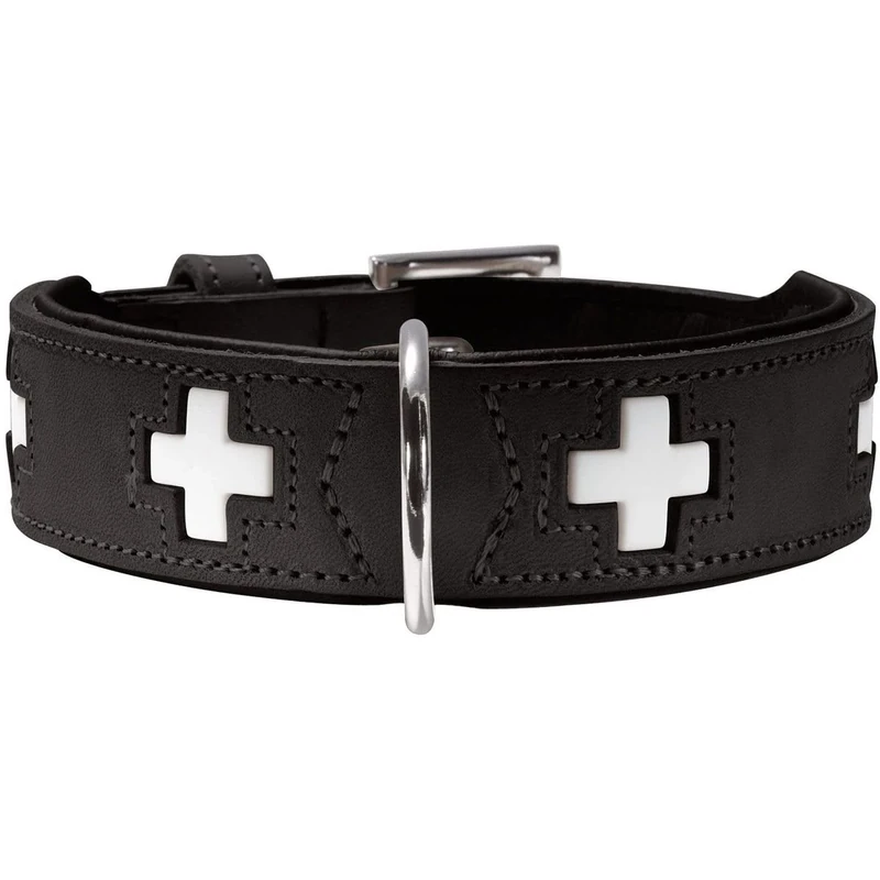 Hunter Swiss Organic Leather Collar, 55, Black