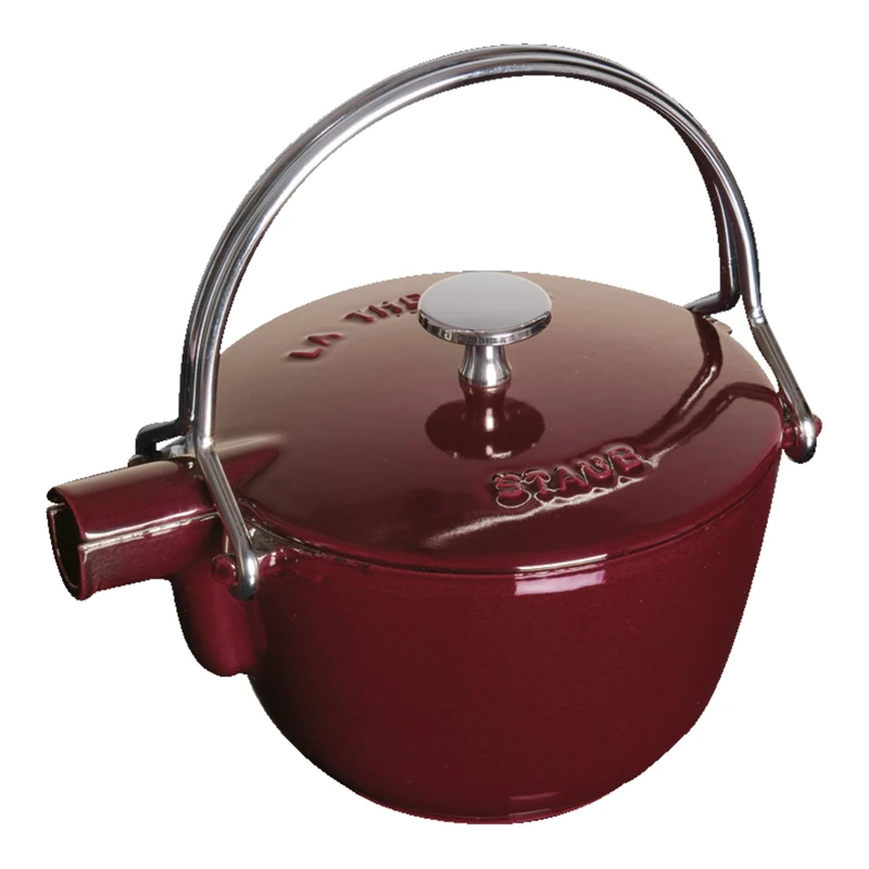 STAUB 1004034 Cast Iron Tea Pot, Grenadine Red