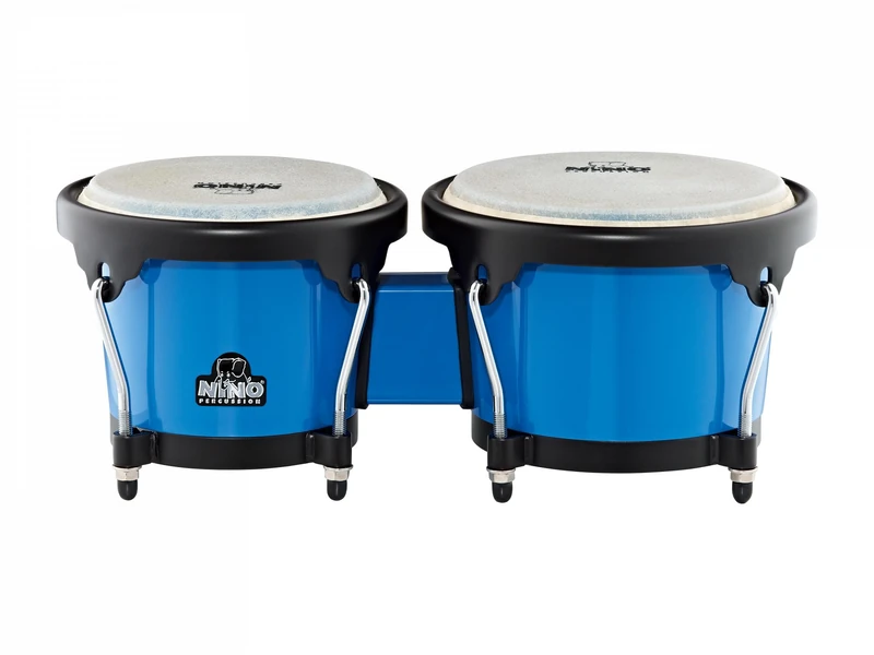 Nino Percussion Molded Bongo Plus - Musical Instrument for Children from 5 Years - 2 Hand Drums - ABS Plastic, Blue (NINO17B-BK)